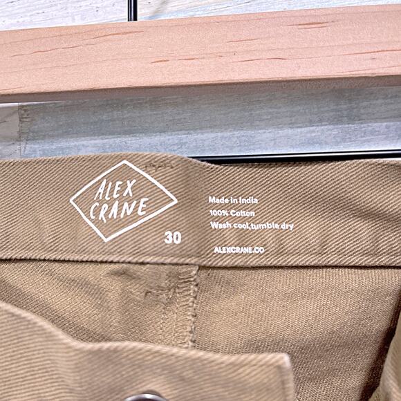 Alex Crane Canvas Cham Pants Tan Button Fly Slim Leg Cotton Casual Mens 30 - Picture 6 of 6